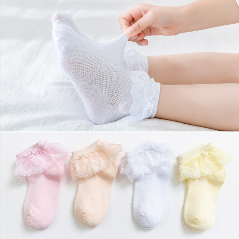 Independent bag spring and summer new lace lace lace socks Princess children dance socks mesh cotton girl socks factory wholesale