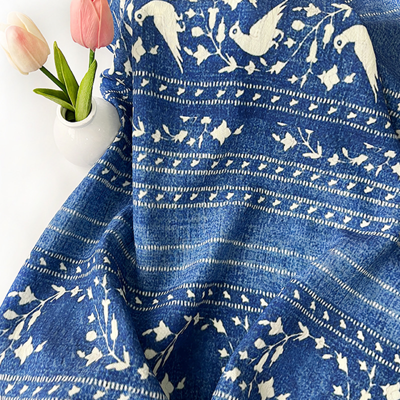 Tie-Dye New Chinese Digital Printed Fabric Brocade Cotton Fabric Ethnic Style Cheongsam Dress Top Han Dynasty Fabric