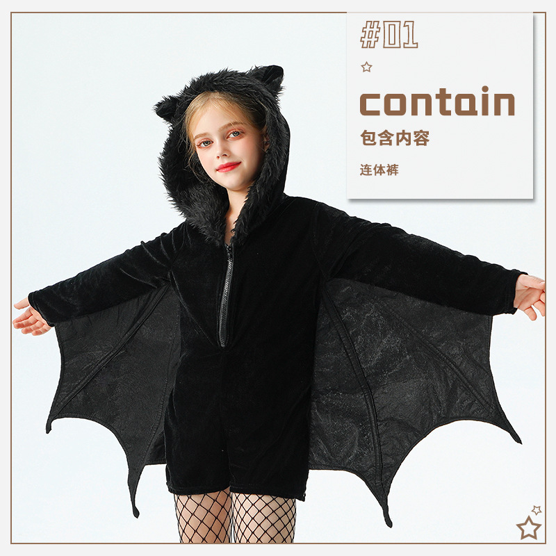 Picture of 2025 Halloween Children's Costume Bat Demon Carnival Children's Clothing Girls Performance Costume Animal Party Play