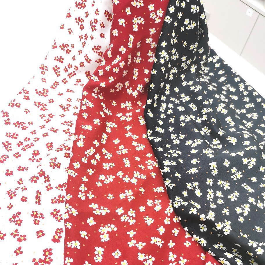 2025 Japanese and Korean Small Floral Fabric Draped Shirt Dress Half Skirt Opaque Chiffon Small Flower Printed Fabric Wholesale