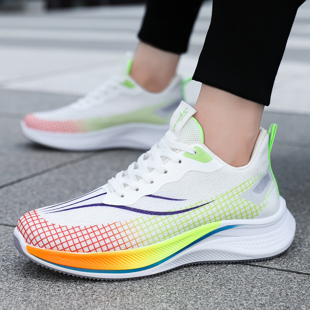 Student Running Shoes, Fly-Knit Mesh Breathable Casual Shock-Absorbing Sports Shoes, Men's Trendy Shoes, Men's Casual Shoes