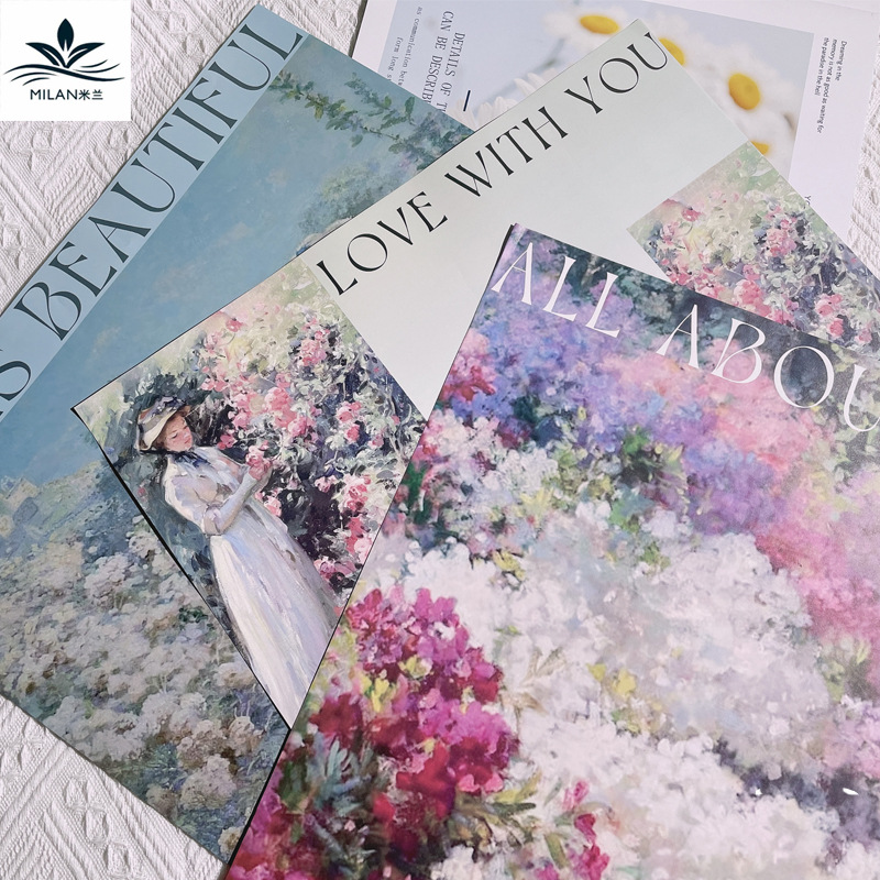 Teachers' Day New Vintage Oil Painting Paper Flower Wrapping Paper Korean Style Flower Wrapping Paper Material Printed Sea Newspaper