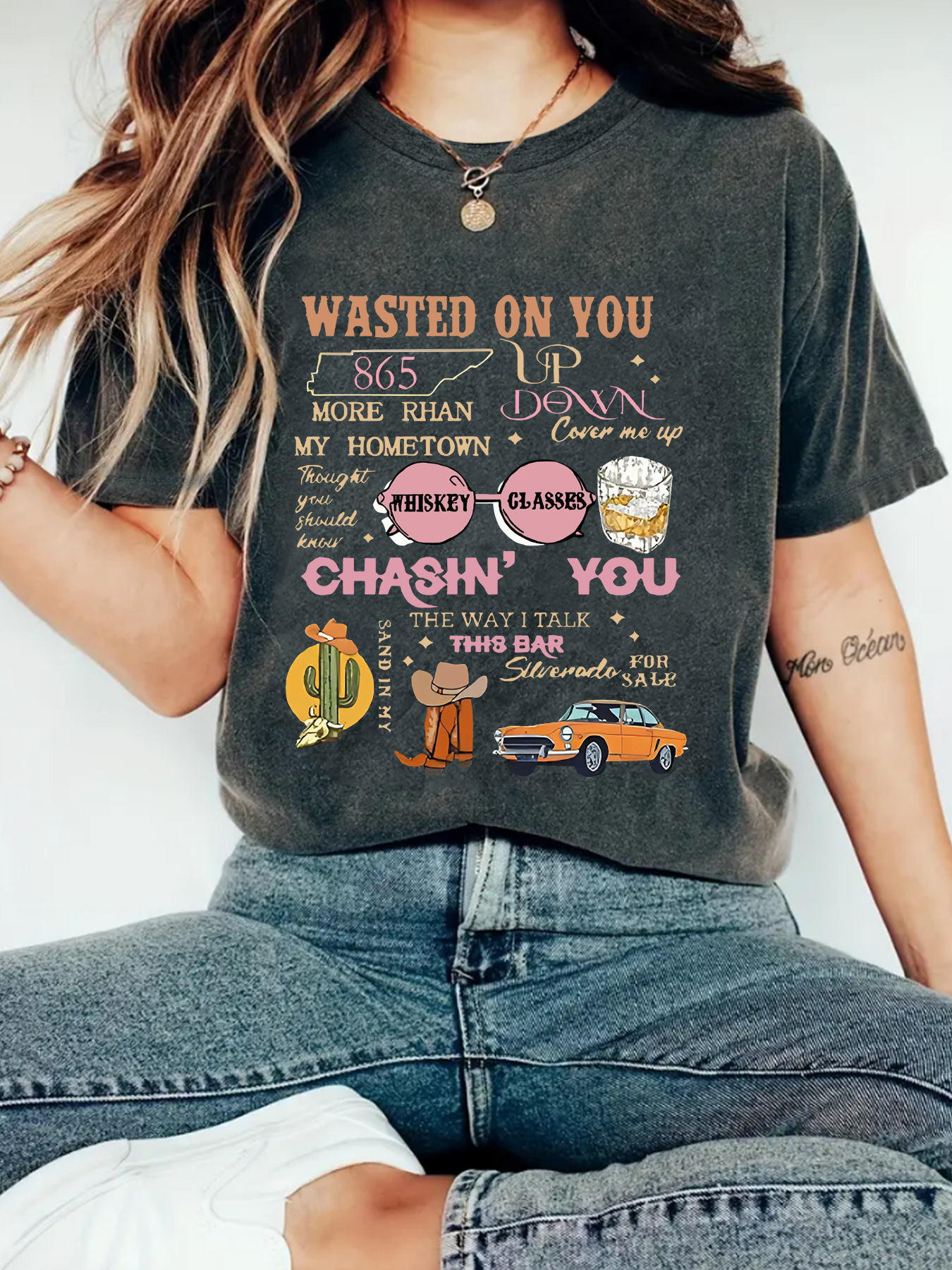 Picture of European and American Independent Station Cross-border Temperament T-shirt Women's in stock WASTEDD ON YOU Printed Summer New Short Sleeve