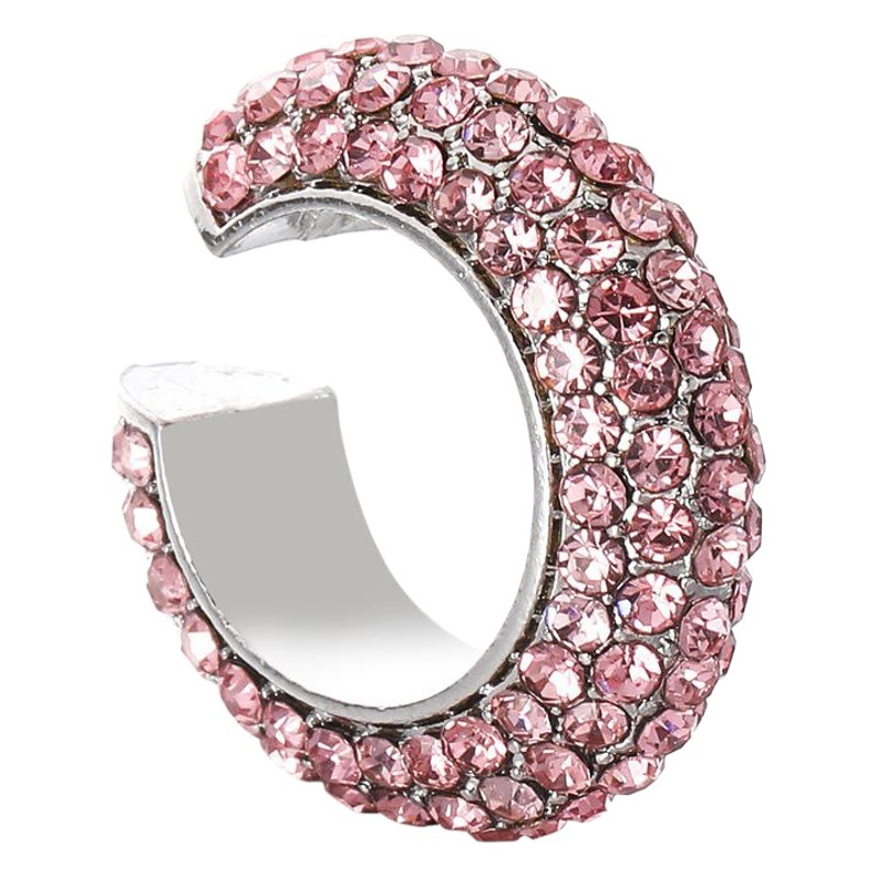 2019 New European and American earrings jewelry alloy C- shaped color diamond Women's ear clip without piercing foreign trade AliExpress