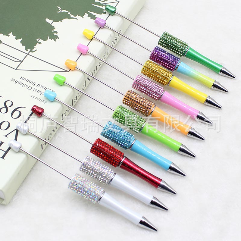 DIY creative Diamond beaded pen wholesale and retail with diamond beads pen Rainbow Diamond Pen handmade beaded round beads