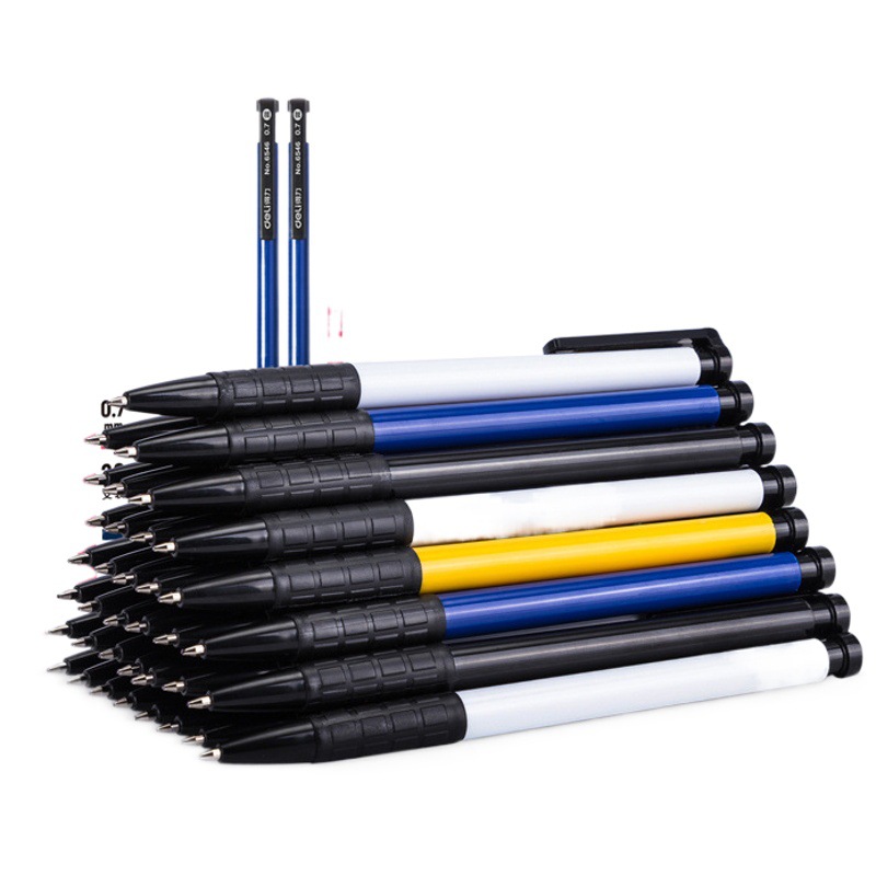 Deli stationery 6546 ballpoint pen blue button press ballpoint pen 0.7mm cultural office supplies wholesale