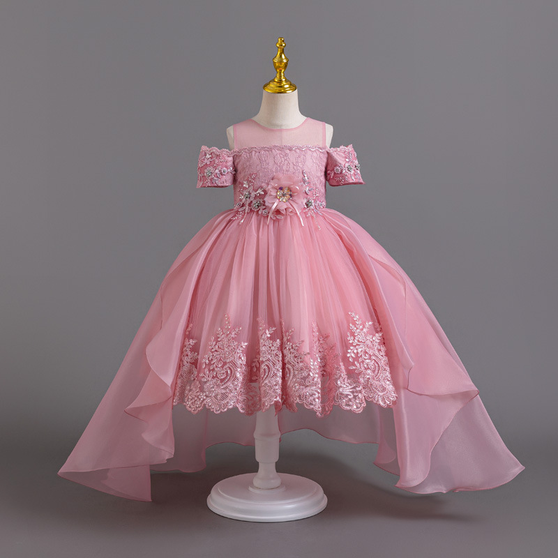 Cross-border New Dress Skirt Half-sleeve Trailing Skirt High-end Show Piano Performance Dress Kids Dress