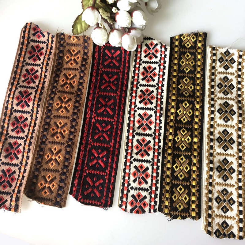 Jacquard Ribbon Ethnic Lace Accessories Cotton Width 5cm Guitar Shoulder Strap Clothing Accessories SH-774