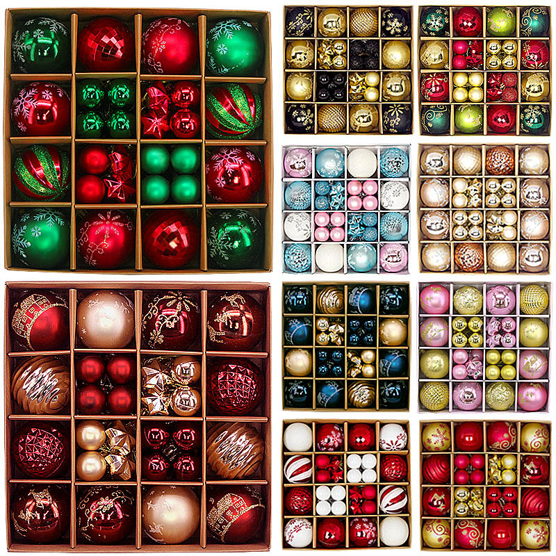 Cross-Border New 44PCs Christmas ball painted special-shaped 3-6cm electroplated ball plastic ball Christmas decorations
