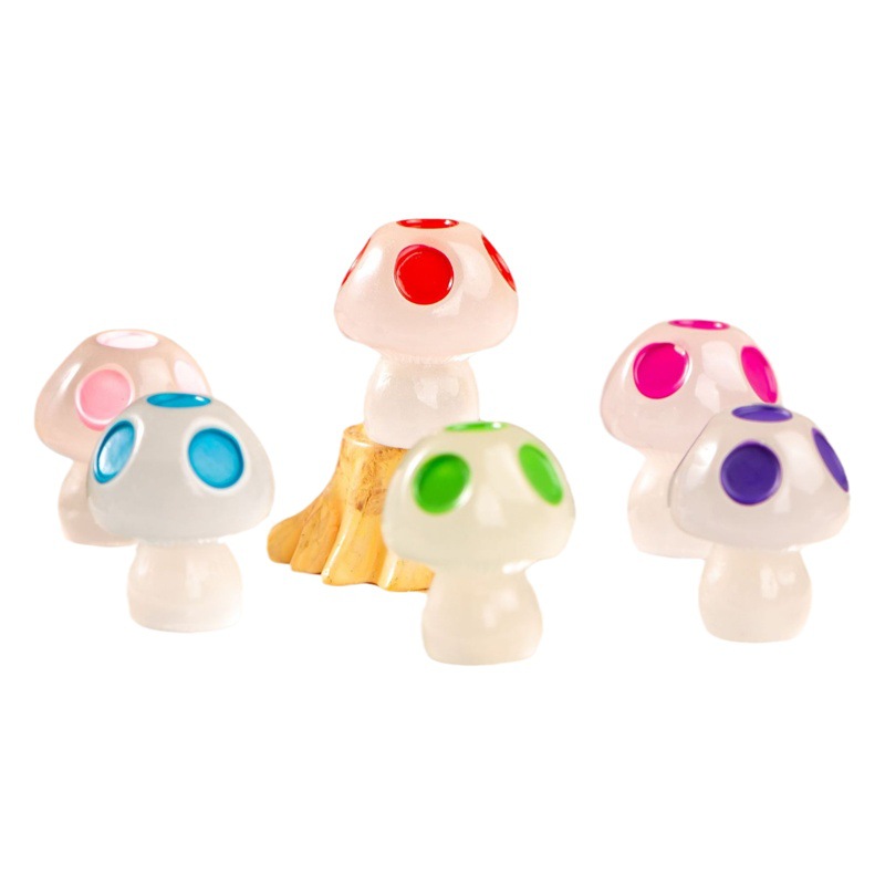 Picture of Luminous Mushroom Resin Small Ornaments Moss Micro Landscape Potted Plant Colorful Luminous Small Mushroom Decorations diy Accessories