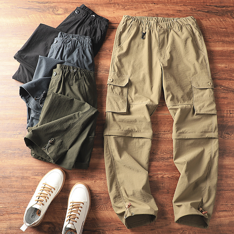 One Pants Two-Wear Outdoor Quick-Dry Pants Men's Loose Straight Overalls Summer Functional Detachable Leg Pants