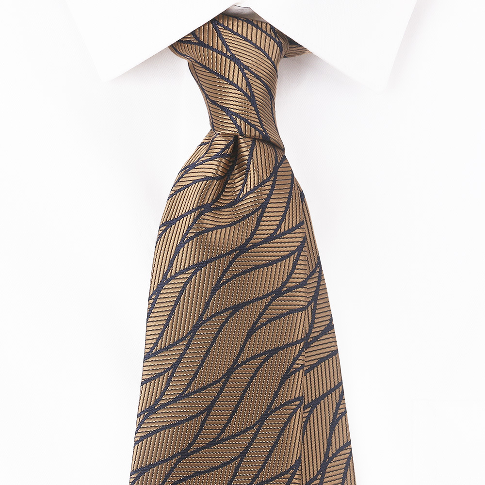 Picture of Tie Men's Dress Korean British Gentleman European and American Style Striped Brown khaki 8CM Hand Tie Professional Fashion