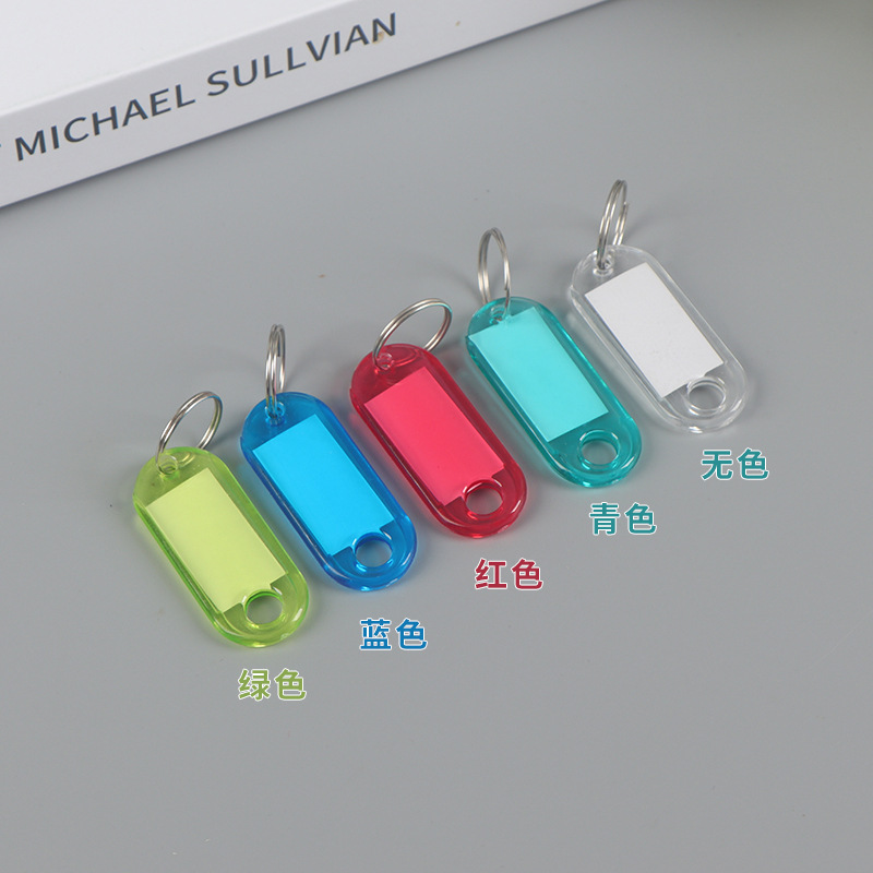 Colorful Transparent Plastic Writable Marker Number Plate Classification Key Tag Luggage Label Hotel Keychain