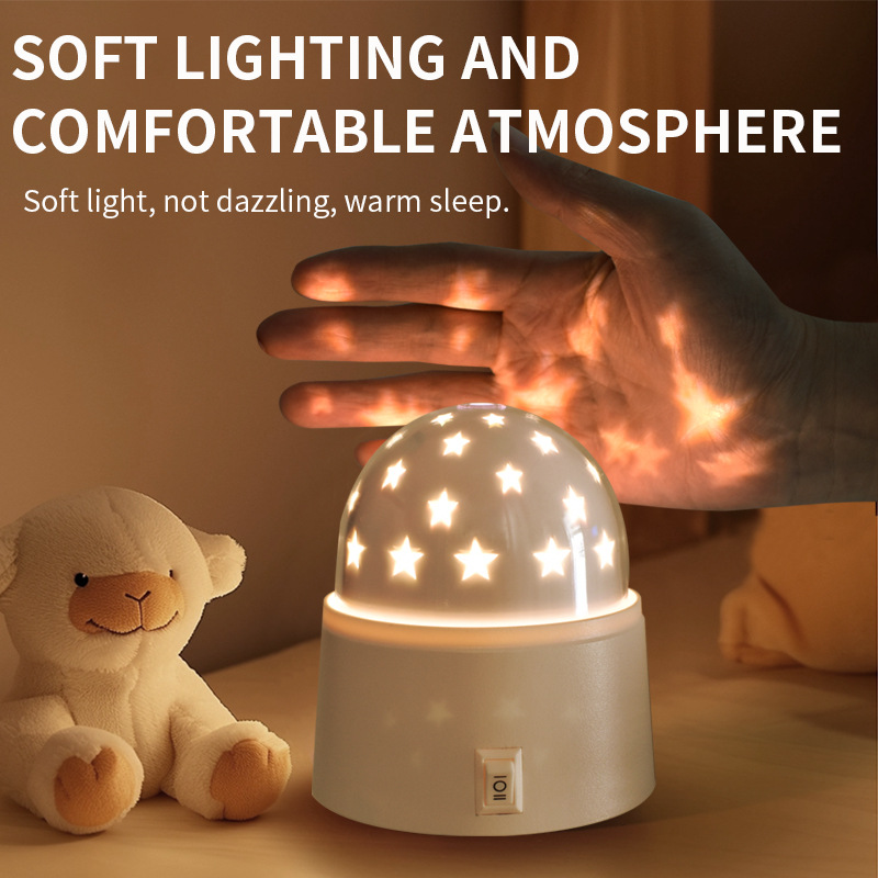Cross-Border New Led Bedroom Bedside Atmosphere Light Rotating Starry Sky Projection Light Creative Kidsren's Ornaments Night Light