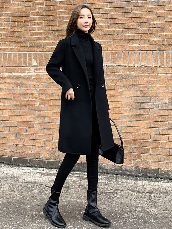 Double-Sided Cashmere Outwear for Women 2025 New Classy Slim Slim Wool Outwear for Women Wholesale