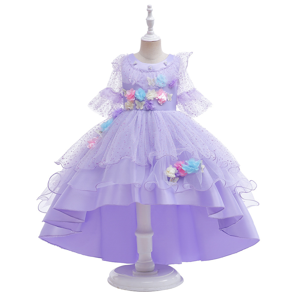 Magic Full House cosplay dress Mesh Stitching Flower Boy Dress Tail Dress Isabeau Purple Princess Dress