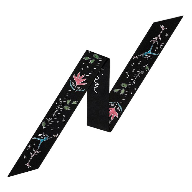 Tarot Card for Spring, Summer, Autumn and Winter Four Seasons Double-layer Twill Satin Scarf Women's All-match Scarf Tie Bag Small Ribbon Scarf