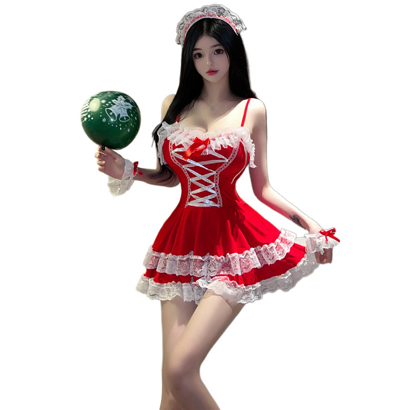 Picture of Sexy Underwear Deep V Sling New Year dress Uniform COS Christmas Maid Cosplay