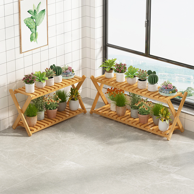 Flower Rack Indoor Balcony Succulent Rack Living Room Bay Window Step Ladder Flower Pot Rack Floor-Standing Bamboo Incense