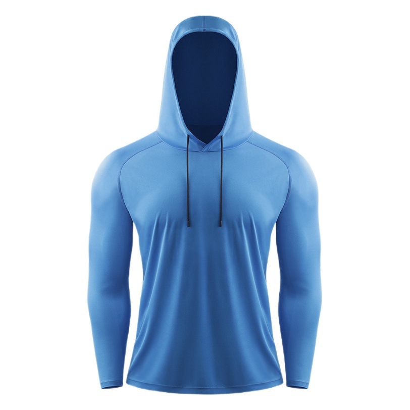 Men's Sunscreen Clothing Hooded Long-sleeved Fitness Outdoor Fishing Top Quick-drying Running Autumn and Winter Basketball Training Clothes