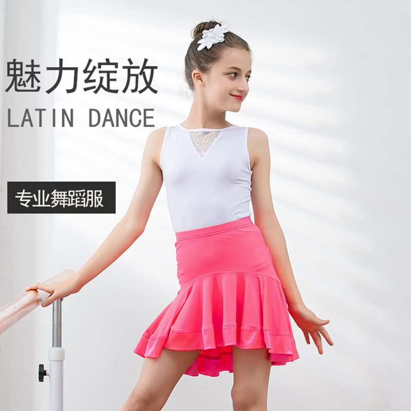 Latin Dance Performance Costume Children's Summer New Style Practice Clothes Short-sleeved Suit Girls' Latin Dance Dress Performance Costume