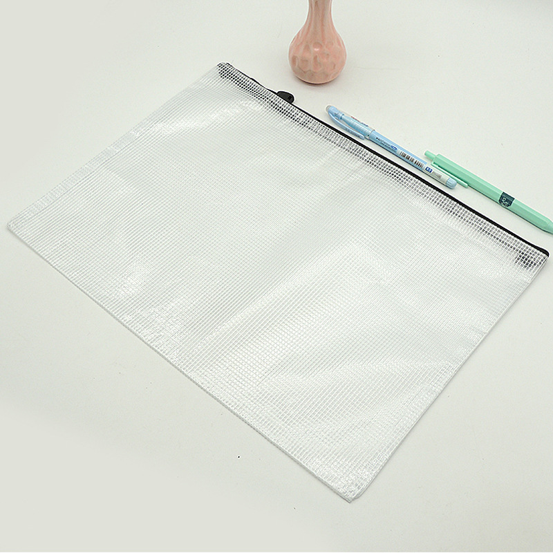 Picture of Grid File Bag Customized Pvc Transparent File Bag Zipper Type Thickeneded Waterproof Stationery Bag A4 File Storage Bag