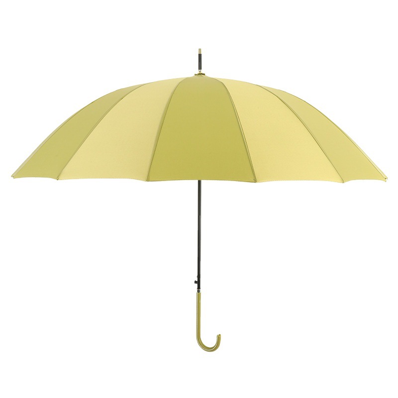 16 Bone Small Fresh Long Handle Straight Umbrella Large Curved Handle Wind-resistant Advertising Sunshade Umbrella Custom logo