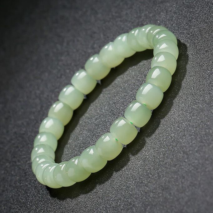 Picture of Natural Authenticity Hetian Jade Laokeng Qingshui Scattered Bead Bracelet Old Style Girlfriend Beads Summer Su Bracelet Jade Stone
