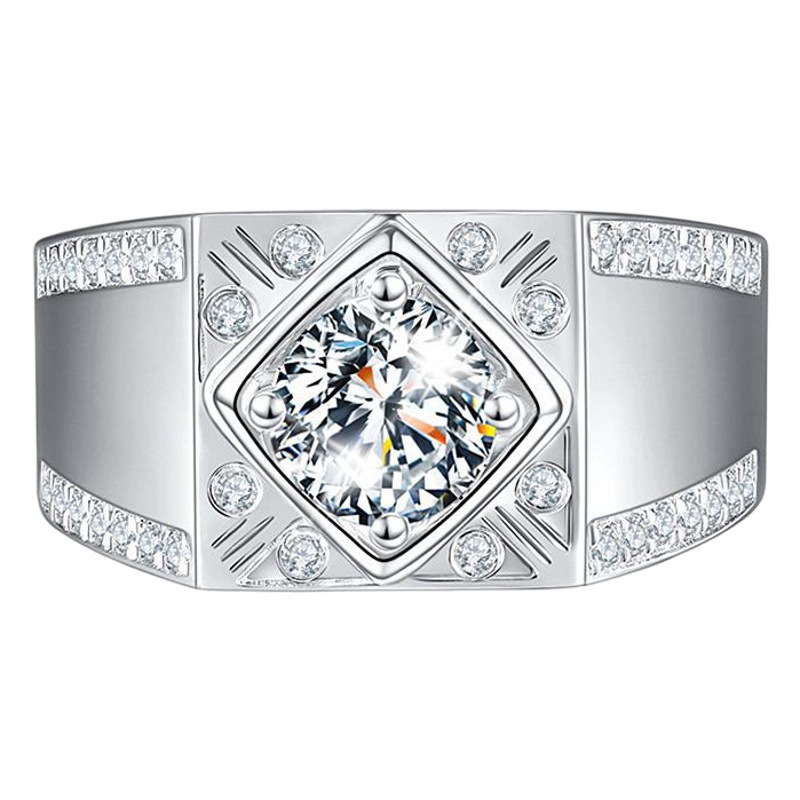 Korean Genuine Imitation moissanite 1 karat ring plated 18K gold platinum silver plated wedding ring rate men's diamond ring