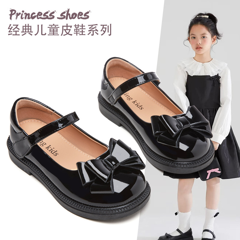 Girls' Leather Shoes College Style Performance Shoes Soft Sole Princess Shoes Girls 2025 Spring and Autumn New Mary Jane Leather Shoes