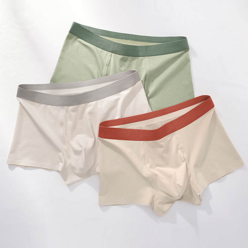 2025 New Milan Pure Color 60S Long-Staple Cotton Seamless Men's Underwear Pure Cotton Cotton Boxer Briefs Wholesale