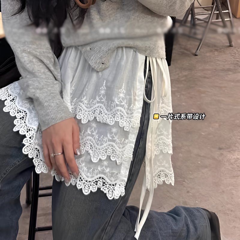 All-match lace small fart curtain bottoming skirt women's 2025 new elastic waist anti-light folding skirt