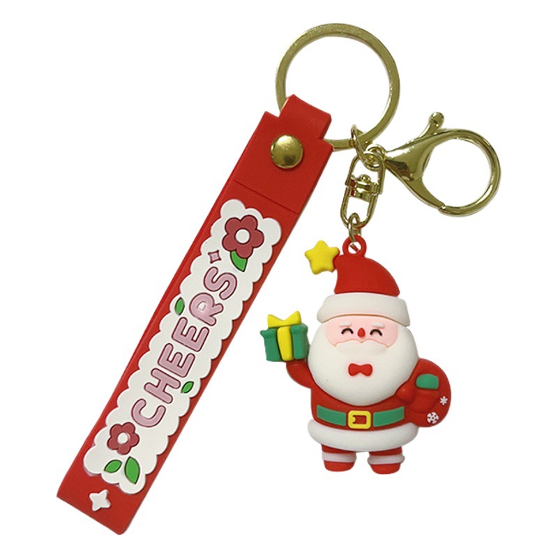 Picture of Cute Santa Claus keychain Christmas gift Christmas tree three-dimensional key chain Bell snowman elk wholesale