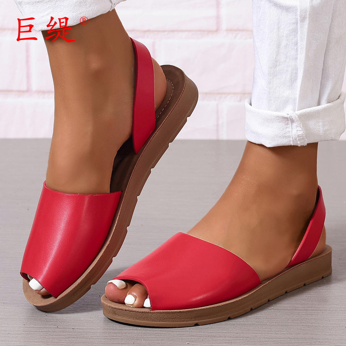 Picture of Juti Foreign Trade plus size Women's Shoes wish Amazon Summer Europe, America and Southeast Asia Flat Bottom plus size 43 Women's Thick Bottom Cool