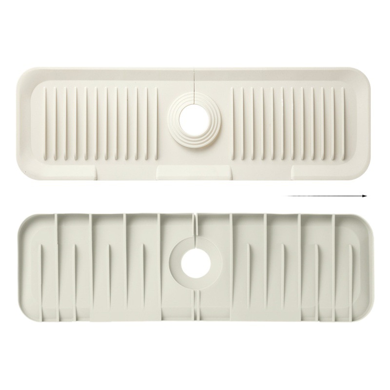 Picture of Faucet silicone draining mat household kitchen countertop sink cutting draining storage mat lengthened draining rack
