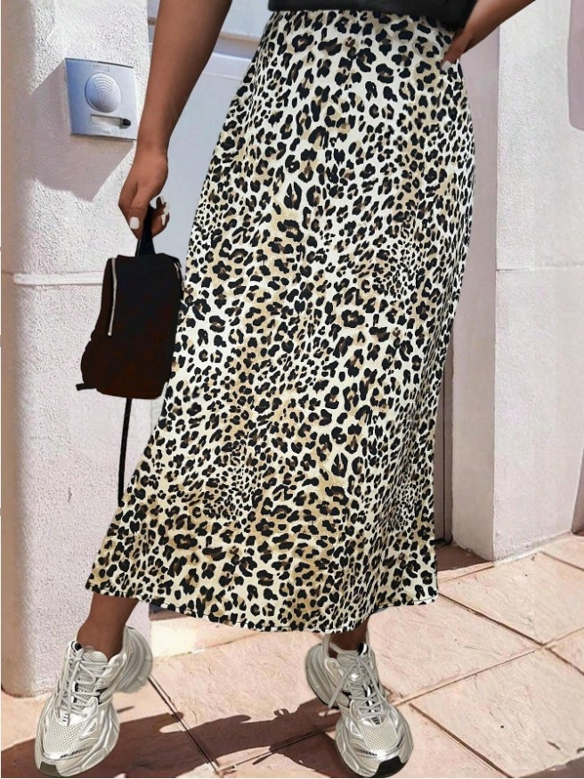 Picture of Cross-Border Women's Satin Skirt Spring and Summer New Sexy Leopard Print Amazon Imitation Silk Printed Long Skirt