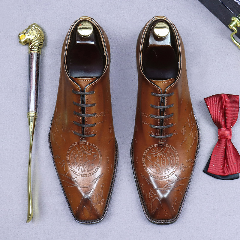 [Pre-Sale Not in Stock] Whole Leather Genuine Leather Oxford Cowhide Lining Drill Bit Men's Formal Business Leather Shoes Men's Shoes