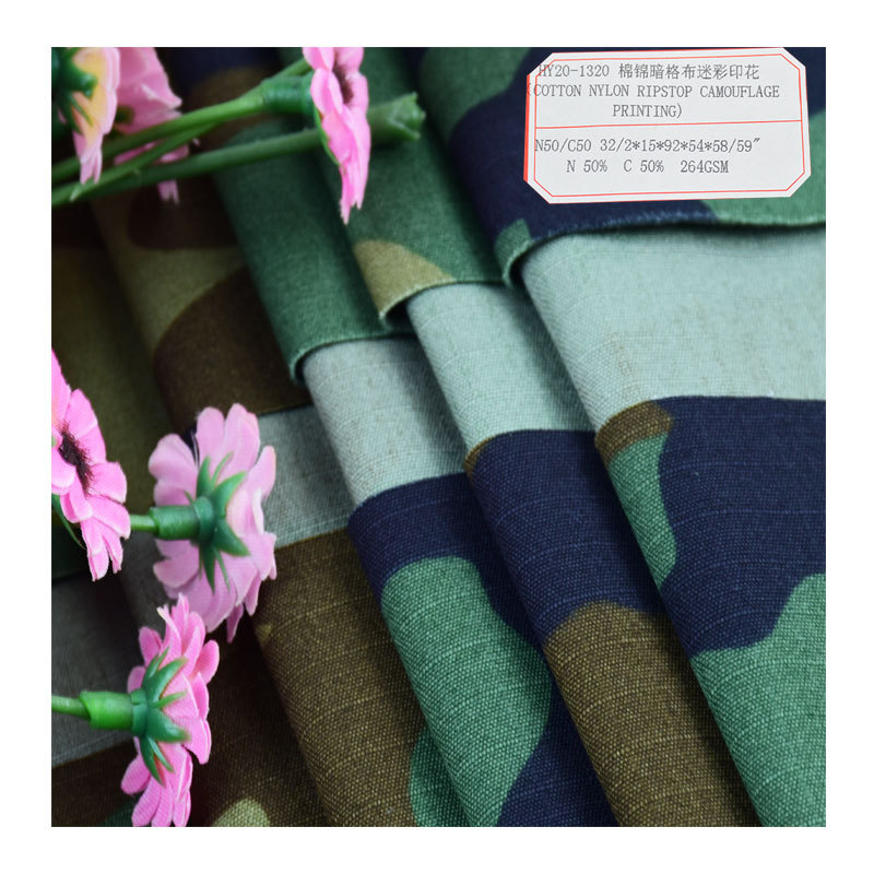 N/C50/50 Cotton Brocade Dark Plaid Camouflage Printed Fabric Training Uniform Camouflage Uniform Suit Fabric