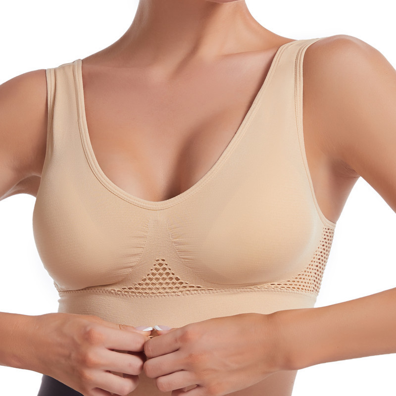 Picture of Sport bra Yoga Sports Underwear Hollow Mesh Breathable plus size Non-rims Sports Bra Vest for Women