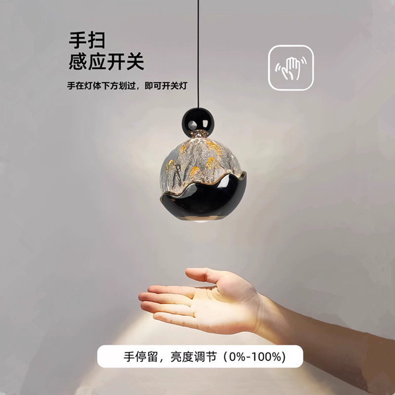 Picture of Bedroom Bedside Chandelier Italian Normcore Hand Scan Liftable Snow Mountain Art Entrance Light High-End Accessible Luxury Chandelier