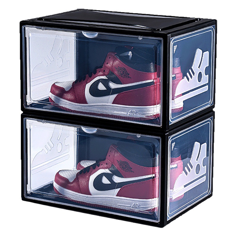 Transparent Shoe Box Aj High-Top Basketball Shoe Figure Dust-Proof Storage Box Hard Magnetic Side-Opening Shoe Cabinet Storage and Organization