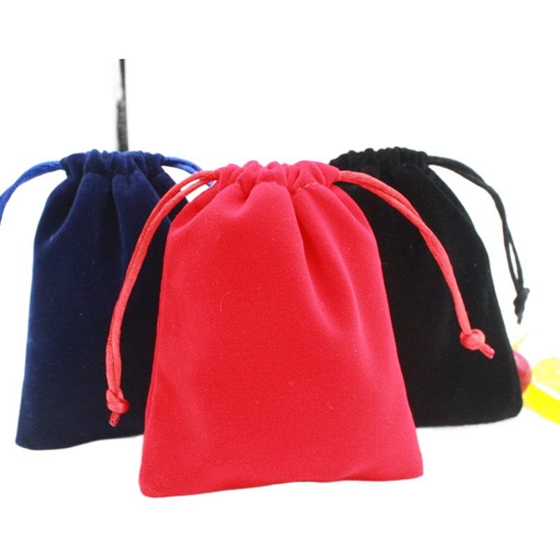 Jewelry Flannel Bag Thickened Bundle Pocket Wholesale Black Packaging Bag Drawstring LOGO Printing Headset Storage Bag