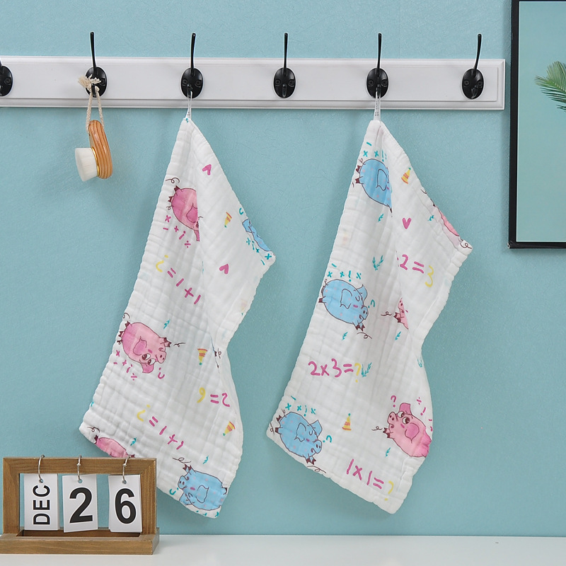 Picture of 6-Layer Seersucker Small Square Towel Kidsren's Towel Pure Cotton Type a Cotton High-Density Saliva Towel Kindergarten Small Towel Pure Cotton