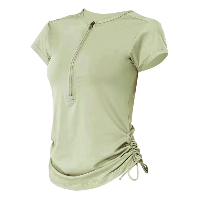 Summer New Style Nude Slim Sports Short-Sleeved Yoga Top Women's Running Casual Versatile Morning Running Fitness T-Shirt