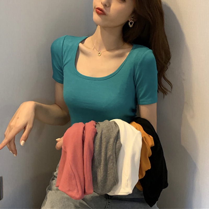 Bottoming Shirt for Women Summer New Short-Sleeved T-Shirt Women's Korean Style Slimming Look Midriff-Baring Top Women's Clothing Wholesale