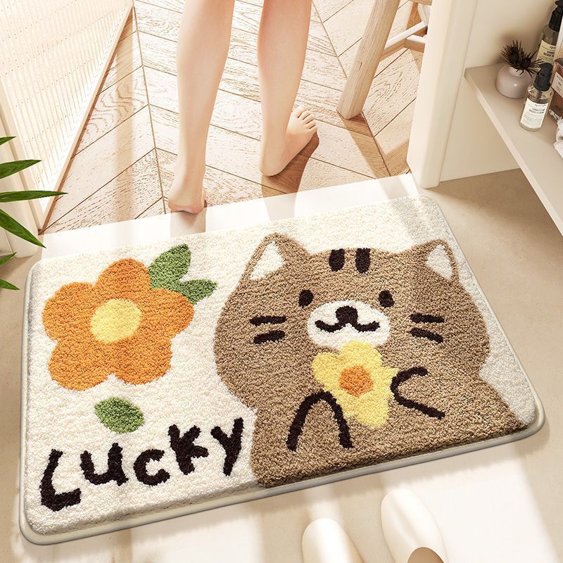 Picture of 2025 New Cartoon Cashmere Floor Mat Bathroom Decorative Blanket Shaped Bedroom Bedside Carpet Entry Door Mat
