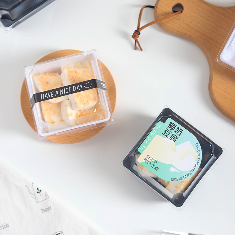 Net red milk tofu packing box baking small bread cake box rice pudding tender pudding western point coconut milk frozen box