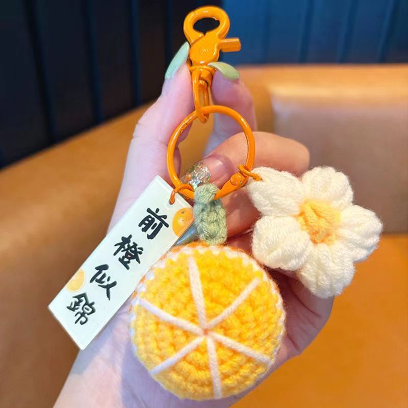 Picture of Wool knitted handmade pendant Persimmon Persimmon Ruyi keychain good thing happened pendant gift box accessories hanging jewelry