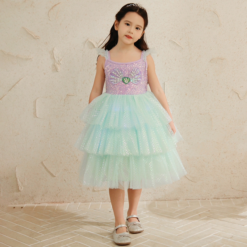 Children's Day mermaid children's dress European and American style children's clothing mermaid princess dress ailier girl's dress