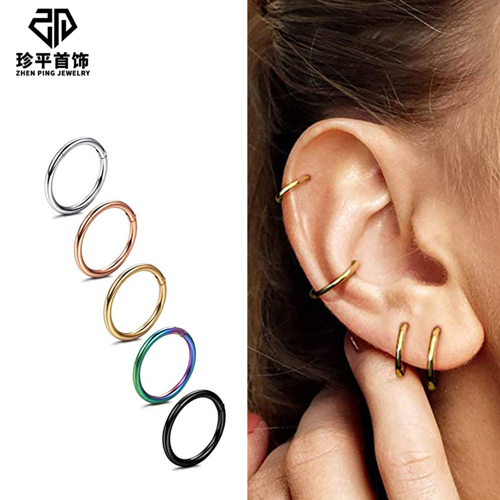 European and American Popular 316L Stainless Steel Round Nose Ring Interface Ring Seamless Hoop Earrings Nose Nail Piercing Nose Ring
